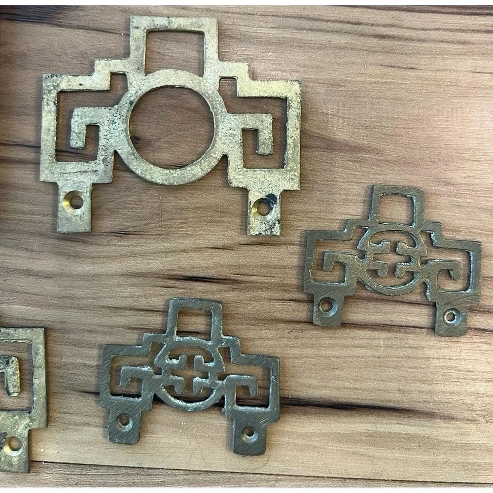 Vintage Homecraft Decorative Brass Rings Drawer Pulls Handles Lot of 4 + 3 NOS